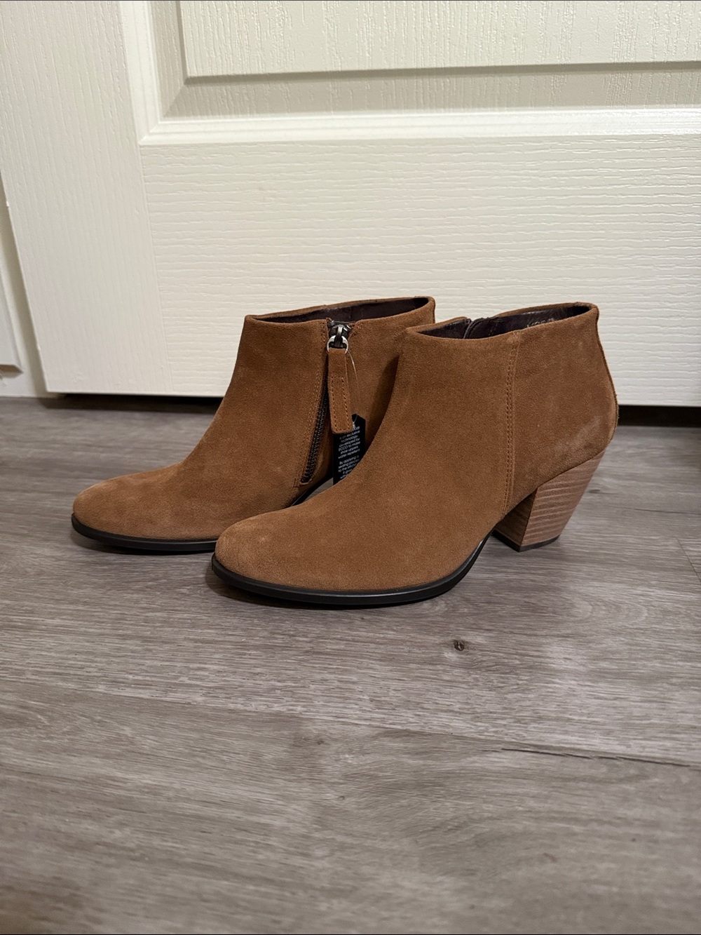 Suede Ankle Booties in Brown - Classic Women's Zip Boot